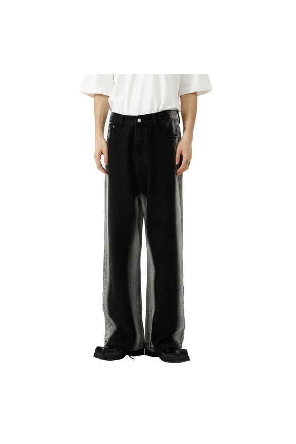 Mens Jeans Bootcut Black Slim Fit Jeans Straight Leg Stretch Comfort Tie Dye Denim Jeans for Men Denim, L Jeans Relaxed Fit