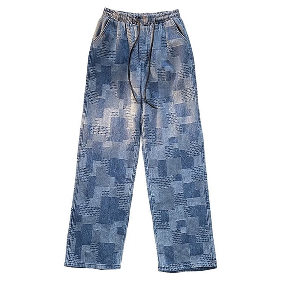 Mens Jeans Bootcut Blue Washed Print Holes Jeans Splice Casual Trousers Polyester,Cotton, S Jeans Relaxed Fit