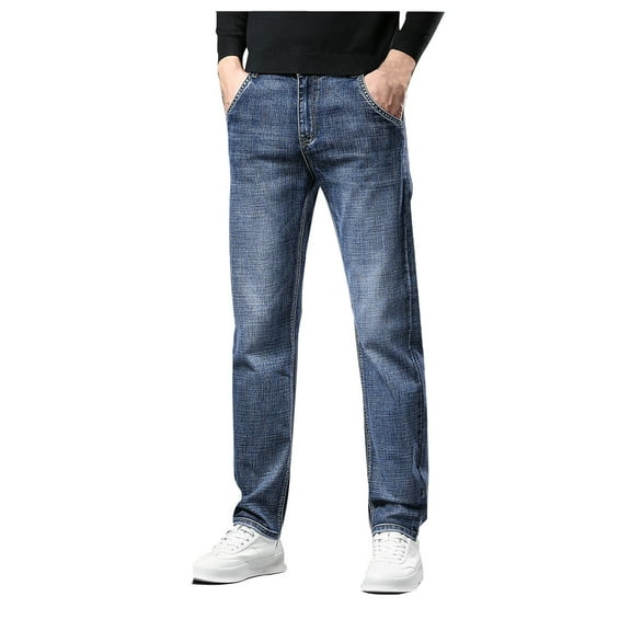 Mens Jeans Bootcut Blue Winter Casual Jeans Outdoor Velvet Denim Pants Polyester, 34 Jeans Relaxed Fit