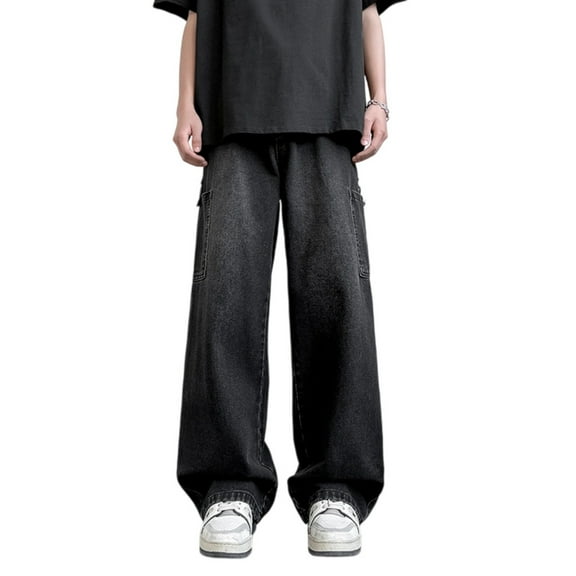 Mens Jeans Bootcut Cargo Denim Pants with Multiple Pockets for Casual Workwear and Outdoor Street Fashion Jeans Relaxed Fit