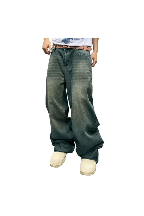 Mens Jeans Bootcut Cargo Pants for Men Elastic Waist Solid Color Comfy Lounge Casual Soft Multiple Pockets Outdoor Straight Type Fitness Fashion Fall Spring Trousers Full Length Pants