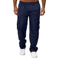 thumbnail image 1 of Mens Jeans Bootcut Men's Casual Pants Drawstring Elastic Waist Chino Pants Straight Leg Slacks Cotton Twill Trousers with Pockets, 1 of 1