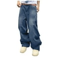 thumbnail image 1 of Mens Jeans Bootcut Mens Baggy Cargo Pants Casual Drawstring Elastic Waist Parachute Pants Loose Fit Unisex Street Y2K Trousers, 1 of 8
