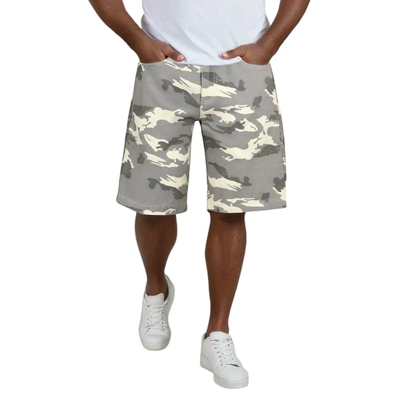 Mens Jeans Bootcut Summer Retro Loose Casual and Fashionable Distressed Denim Shorts with Side and Back Pockets Jeans Relaxed Fit