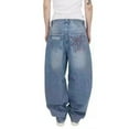 thumbnail image 1 of Mens Jeans Casual New Hop Trend Print Straight Wide Leg Wash Denim Trousers Loose Comfortable Streetwear Mens Pants Blue S, 1 of 7