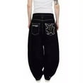 thumbnail image 1 of Mens Jeans Casual New Hop Trend Print Straight Wide Leg Wash Denim Trousers Loose Comfortable Streetwear Pants for Men Black XXL, 1 of 5