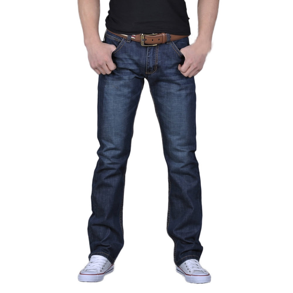Mens Jeans Casual Slim Fit Jeans Water Washable Jeans Button Belt Pants