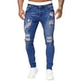 thumbnail image 1 of Mens Jeans Comfort Waist Regular Fit Jeans Solid Blue L, 1 of 4