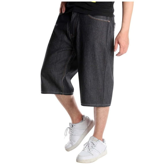 Mens Jeans Hop Large Size Solid Color Sports Leisure Fashion Baggy Pant Stretch Casual Loose Fit Outdoor Denim Pants