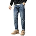 Mens Jeans Male Fleece Warm Lined Winter Straight Leg Denim Thermal