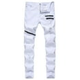 thumbnail image 1 of Mens Jeans Men's New Tight-fitting Ripped Straight Hip-hop Stretch Motorcycle Denim Trouser, 1 of 7