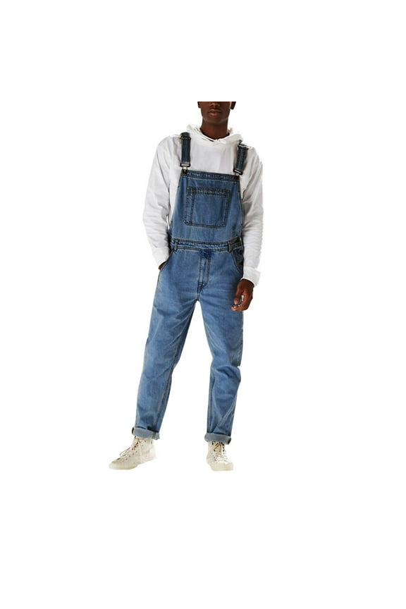 Mens Jeans Overall Suspender Jumpsuit Streetwear Pants with Pocket Durable Comfort Fit Denim Workwear Casual Fashion