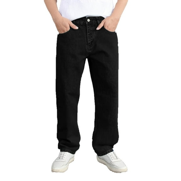 Mens Jeans Plus Size Baggy Loose Fit Trousers High Waist Straight Cargo Pants Stretch Casual Loose Fit Outdoor Denim Pants