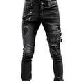 thumbnail image 1 of Mens Jeans Regular Fit Men's Spring Summer Casual Straight Mid Rise Slim Ripped Jeans Thin Breathable Trousers Baggy Jeans Black XXXL, 1 of 5