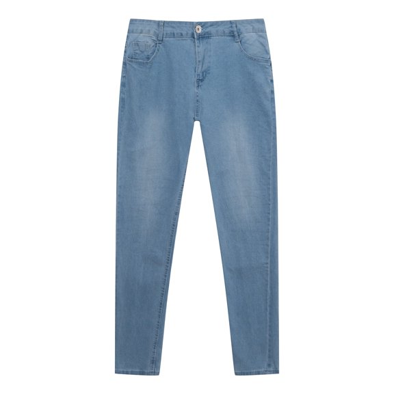 Mens Jeans Regular Fit Mens Spring Summer Breathable Jeans Slim Fit Stretch Small Feet Skinny Straight Fit Jeans Jeans I XL