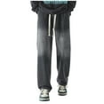 thumbnail image 1 of Mens Jeans Relaxed Fit Wide Leg Breathable Denim Pants Elastic Loose Classic Outdoor Denim Trousers Black Size S, 1 of 5