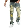thumbnail image 1 of Mens Jeans Slim Fit Tapered Denim Pants with Mid Rise Stretch Casual Relaxed Fit Outdoor Denim Pants, 1 of 9