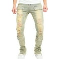 thumbnail image 1 of Mens Jeans Stacked Jeans Skinny Fit Jeans Patched Side Striped Straight Leg Denim Pants Stretch Casual Relaxed Fit Outdoor Denim Pants, 1 of 7