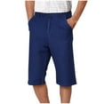 thumbnail image 1 of Mens Jeans Summer Casual Solid Zipper Jeans High Stretch Straight Leg High Waisted Capris Denim Shorts Plus Size, 1 of 7