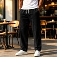 thumbnail image 1 of Mens Jeans Washed Denim Wide Leg Trousers Drawstring Elastic Waist Straight Leg Pants Loose Fit Casual Denim Pants, 1 of 6