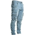 thumbnail image 1 of Mens Jeans Work Trousers Cotton Casual Cargo Trousers for Men Outdoor Pants Men's Side Pocket Trousers With Zipper Placket Skinny Jeans, 1 of 5