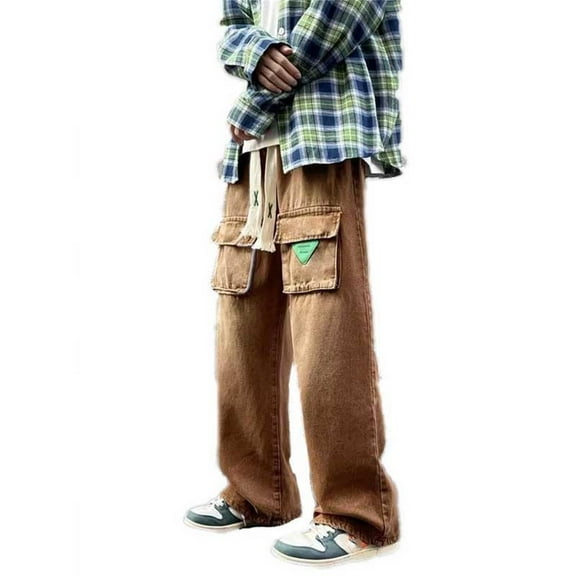 Mens Jeans Workwear Summer Wide Leg Trendy High Street Flex Waist Pants Stretch Casual Versatile Outdoor Denim Pants