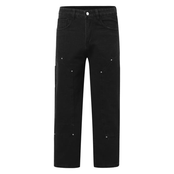 Mens Jeans foreign Trade Black Grey Straight Leg Trousers Loose High Street Jeans Stretch Casual Relaxed Fit Outdoor Denim Pants