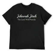 Mens Jehovah Jireh The Lord Will Provide - Bible Names Of God T-Shirt Black Small