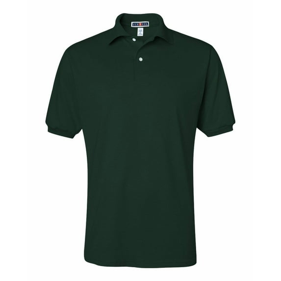 Mens Jersey Sport Polo Shirt 50/50 Sport Tee Outfit Color Deep Forest Green 3X-Large
