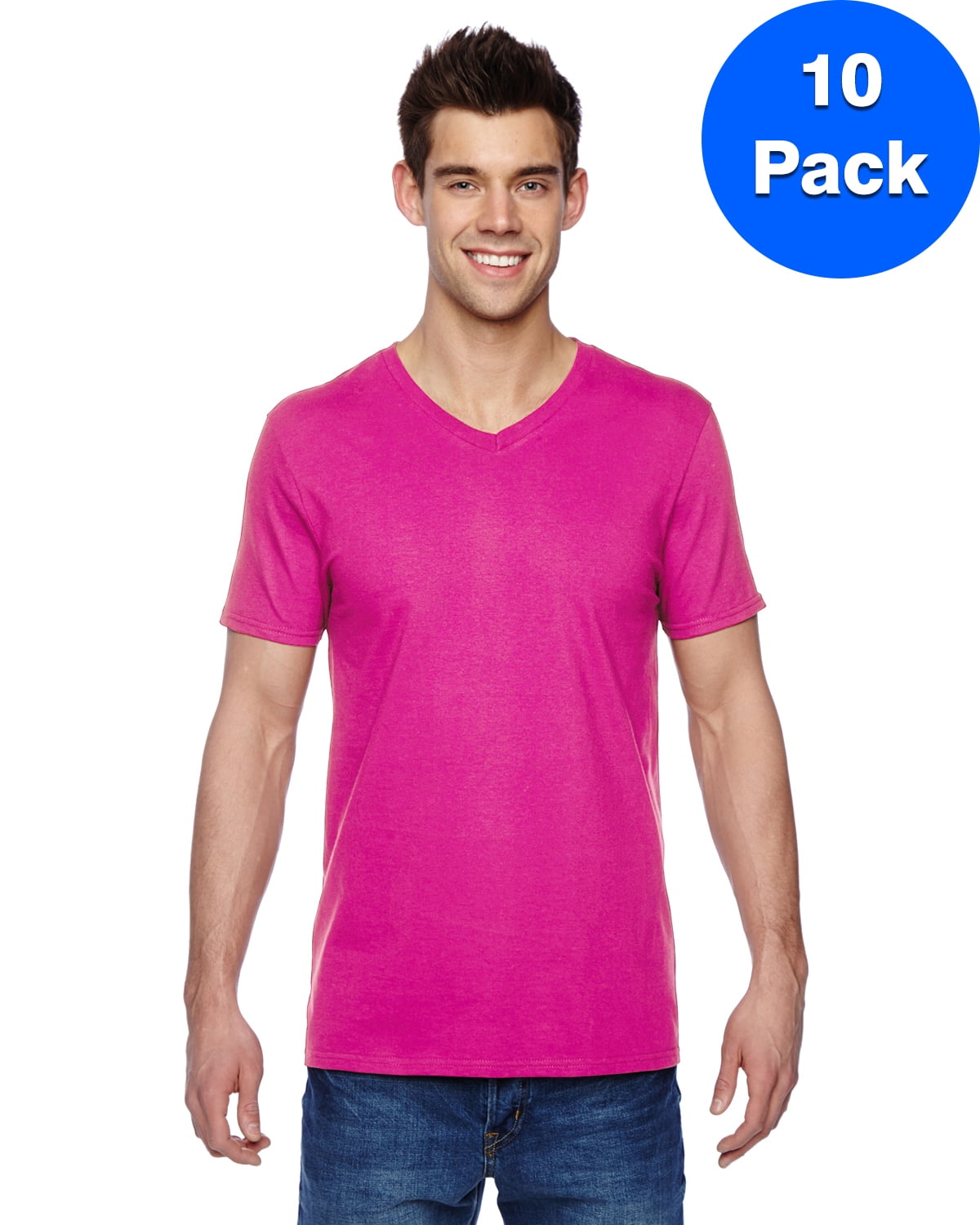 Mens Jersey V-Neck T-Shirt SFVR (10 PACK) - Walmart.com