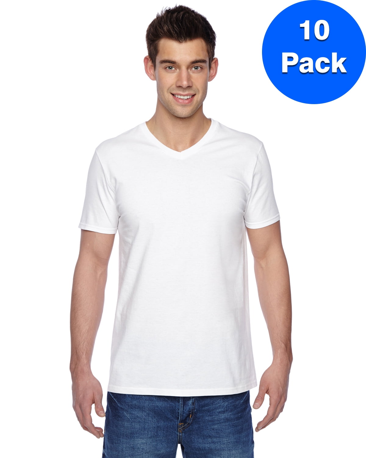 Mens Jersey V-Neck T-Shirt SFVR (10 PACK) - Walmart.com