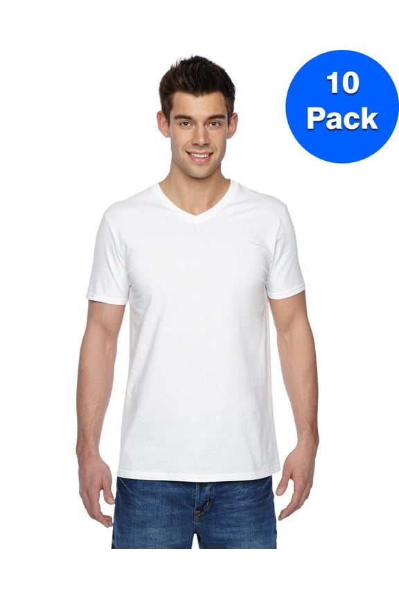 Mens Jersey V-Neck T-Shirt SFVR (10 PACK)