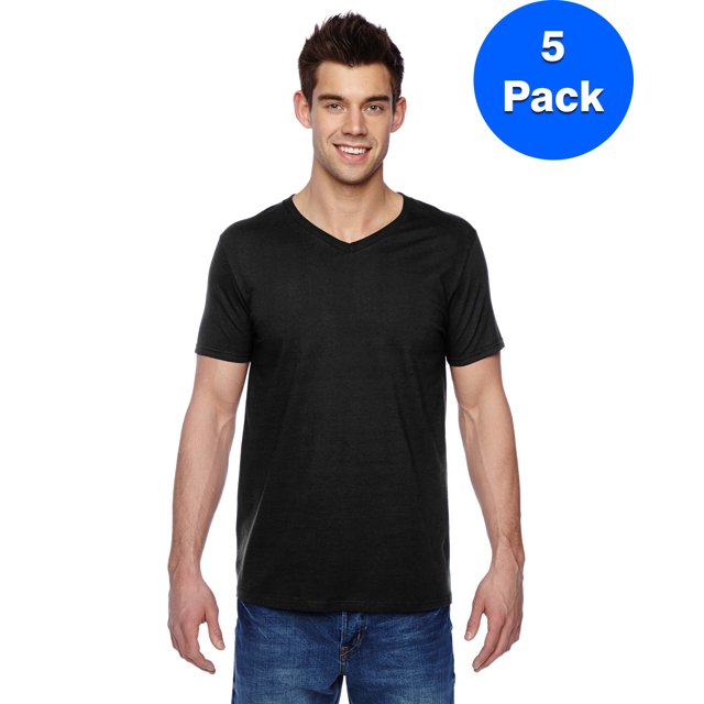 Mens Jersey V-Neck T-Shirt SFVR (5 PACK) - Walmart.com