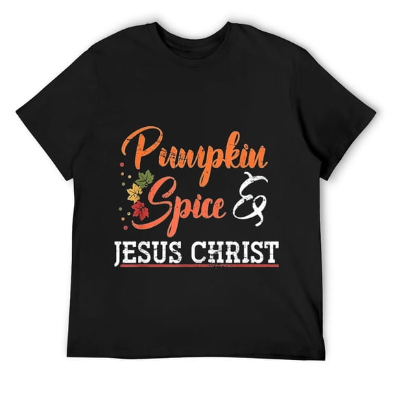 Mens Jesus Christ Prayer Gift Pumpkin Spice Thanksgiving T-Shirt Black