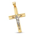 thumbnail image 1 of Mens Jesus Cross Pendant 14k Gold Two Tone Flat Curved Solid Crucifix Charm Religious Christian Faith Genuine 32 mm x 20 mm, 1 of 1
