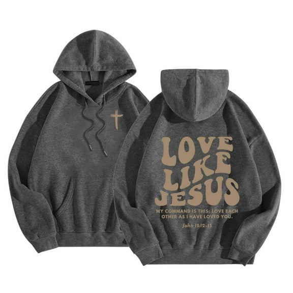 Mens Jesus Hoodie Casual Letter Print Hooded Sweatshirt Loose Fit Long Sleeve Streetwear Graphic Hoodies