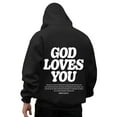 thumbnail image 1 of Mens Jesus Hoodie Cross Print Christian Religious Sweatshirt Long Sleeve Pullover Tops Spring Loose Black L, 1 of 7