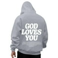 thumbnail image 1 of Mens Jesus Hoodie Cross Print Christian Religious Sweatshirt Long Sleeve Pullover Tops Spring Loose Grey XXL, 1 of 7