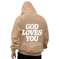 thumbnail image 1 of Mens Jesus Hoodie Cross Print Christian Religious Sweatshirt Long Sleeve Pullover Tops Spring Loose Khaki XXL, 1 of 7