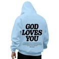 thumbnail image 1 of Mens Jesus Hoodie Cross Print Christian Religious Sweatshirt Long Sleeve Pullover Tops Spring Loose Light Blue M, 1 of 7