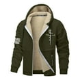 thumbnail image 1 of Mens Jesus Hoodie Fleece Lined Zip Up Plus Size Christian Faith Outdoor Heavyweight Jacket With Pockets Men Hoodies Green XL, 1 of 4