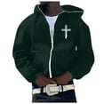 thumbnail image 1 of Mens Jesus Hoodie Retro Cross Print Long Sleeve Zip Up Hoodies Casual Fall Winter Relaxed Fit Streetwear Hoodies for Men Graphic, 1 of 3