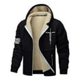 thumbnail image 1 of Mens Jesus Hoodies Christian Fleece Lined Zip Up Cross Thick Heavyweight Jackets Winter Warm Black S, 1 of 4
