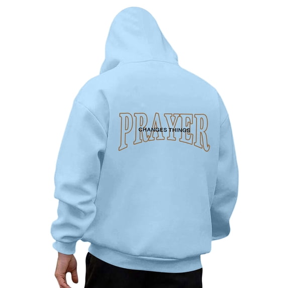 Mens Jesus Hoodies Christian Religious Graphic Hooded Sweatshirt Letter Print Long Sleeve Pullover Tops M