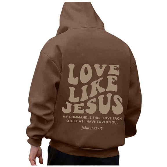 Mens Jesus Hoodies Faith Christian Hooded Sweatshirts Religious God Bible Verse Cross Pullover Tops Coffee S