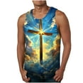 thumbnail image 1 of Mens Jesus Sleeveless T-Shirts Muscle Fit Tank Top 3D Print Cross Graphic Shirts Gym Workout Tee Shirt, 1 of 4