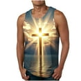 thumbnail image 1 of Mens Jesus Sleeveless T-Shirts Muscle Fit Tank Top 3D Print Cross Graphic Shirts Gym Workout Tee Shirt, 1 of 4