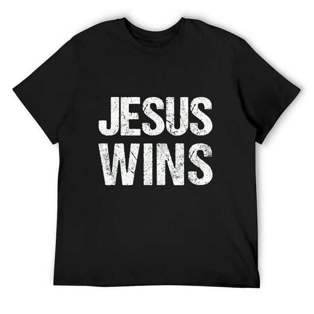 Mens Jesus Wins Religious Christian Gifts Sunday Worship Faith T-Shirt ...