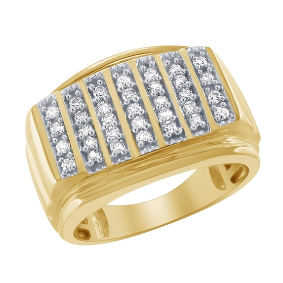 Mens Jewelry 10K Yellow Gold 0.54 CTTW Round Cut Natural White Diamond Engagement & Wedding Ring for Mens- Diamond Color : H-I, Clarity : I1 Ring Size-9