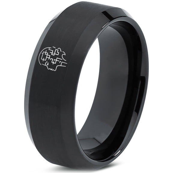 Tungsten Valentine Gift Gamer Black Wedding Ring Rings for Men Galentines Day Tungsten 6mm